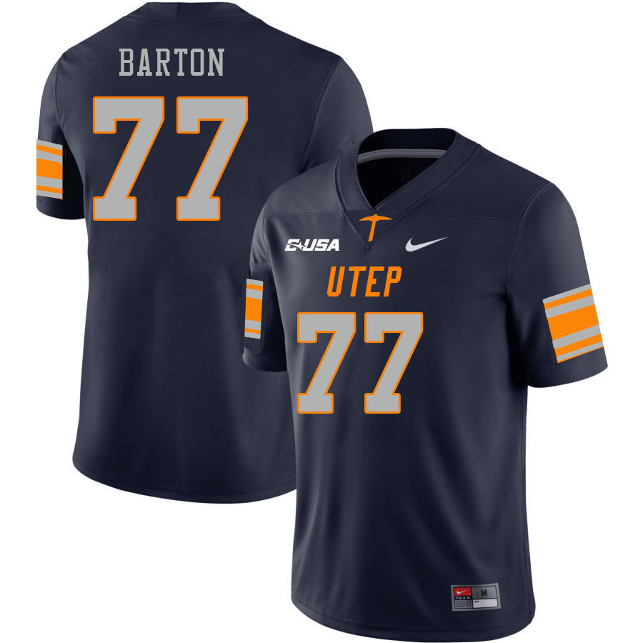 Men-Youth #77 AJ Barton UTEP Miners 2023 College Football Jerseys Stitched-Navy